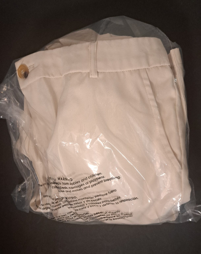 Flowy Satin-Look Cargo Pants – Cream Neutral Utility Style, Size L. 12