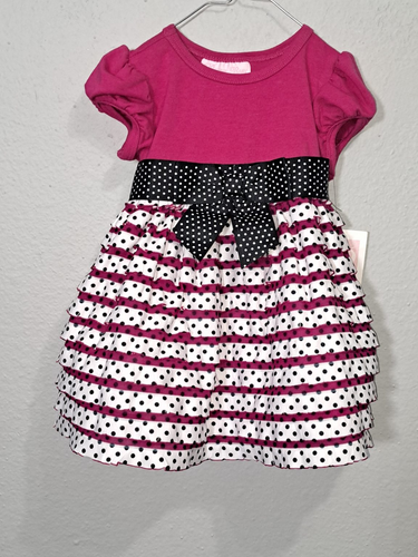 Bonnie Jean Girls Pink Ruffle Polka Dot Party Dress – Size 6–9 Months 2