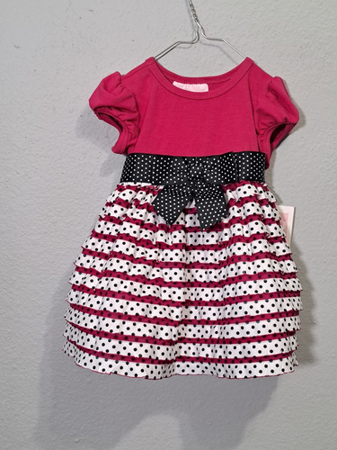 Bonnie Jean Girls Pink Ruffle Polka Dot Party Dress – Size 6–9 Months 8