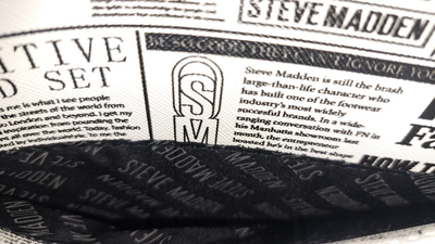 Steve Madden Newspaper Print Crossbody Bag Black White Strap 5
