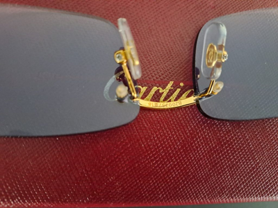 Cartier White Buffalo Horn Rimless Sunglasses – Gold & Blue Transition Lenses – Luxury Designer Eyewear 5