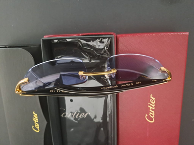 Cartier White Buffalo Horn Rimless Sunglasses – Gold & Blue Transition Lenses – Luxury Designer Eyewear 9