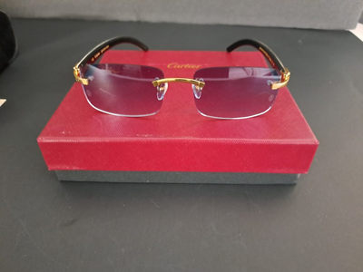 Cartier White Buffalo Horn Rimless Sunglasses – Gold & Blue Transition Lenses – Luxury Designer Eyewear 6