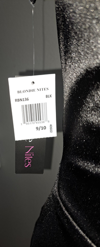 Blondie Nites Black Satin Corset Evening Gown Size 9/10 | Side Slit Formal Dress NWT 7