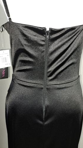 Blondie Nites Black Satin Corset Evening Gown Size 9/10 | Side Slit Formal Dress NWT 8