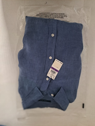 PERRY ELLIS Gray Blue Pure Linen Shirt, Men’s Size XXLarge. 13
