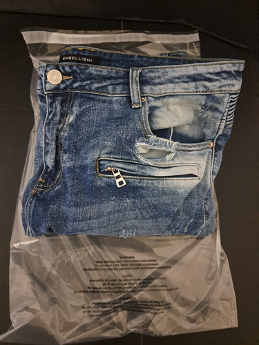 EMBELLISH NYC MENS DISTRESS PATCH JEANS SIZE 38. 16