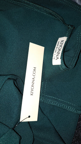 Kiyonna Evelyn Wide Leg Crop Jumpsuit Emerald Green Women’s Size 1XL NWT Elegant Wrap Tie Plus Size 5