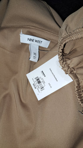 Nine West Women's Tan V-Neck Button Front Belted Jumpsuit, Size Xsmall. 10
