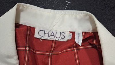 Vintage CHAUS Red Plaid Button-Up Blouse With White Collar – Women’s Size 14 (Fits Smaller Than Modern Size 14) 6