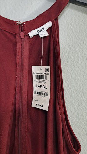 Bar III Women's  Halter Wide Leg Jumpsuit Cherry Pie Burgundy, Size L. 9
