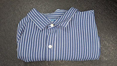 Old Navy Men’s Everyday Shirt XXXL Blue White Stripe Short Sleeve Button Front Regular Fit NWT 11