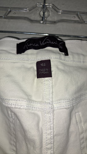 Gloria Vanderbilt Amanda Jeans Womens Size 16 Short White Classic Tapered Stretch Denim Pants 7