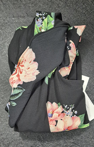 NEW Nicole Miller Studio Black Floral Flutter Sleeve Wide Leg Jumpsuit Women's Size 4 NWT 15