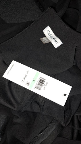 NWT Calvin Klein Black Belted Petal Sleeve Jumpsuit Size 8 Puff Sleeve Career. 6