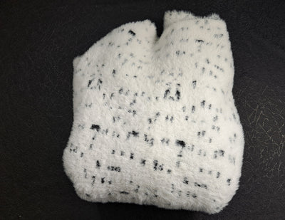 Calligraphie Soft Mock Turtleneck Sweater White Black Speckled Eyelash Knit 3/4 Sleeve, Size L. 14