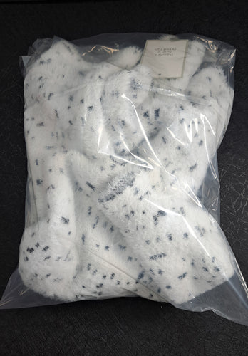 Calligraphie Soft Mock Turtleneck Sweater White Black Speckled Eyelash Knit 3/4 Sleeve, Size L. 15