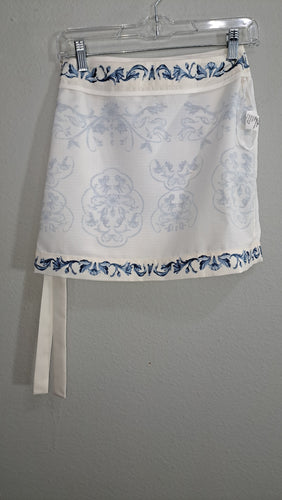COMMENSE Women's Wrap Skirt XS White Blue Porcelain Print Side Tie NWT 7