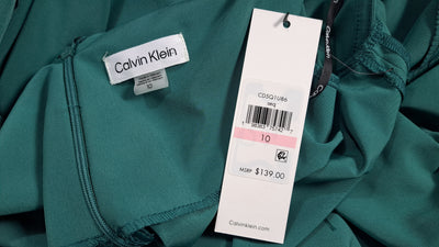 NEW Calvin Klein Emerald Green Flutter Sleeve Belted Straight Leg Jumpsuit Women's Size 10 NWT 13