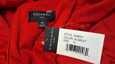 Tahari ASL Scarlet Red Sheath Dress Size 10 Gold Ring Side Tie NWT 8