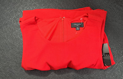 Tahari ASL Scarlet Red Sheath Dress Size 10 Gold Ring Side Tie NWT 14