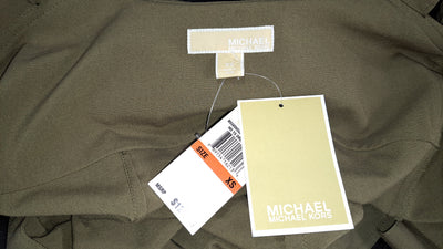 Michael Kors Utility Shirt Dress Olive Green Gold Zip Belted XS New, NWT. 8
