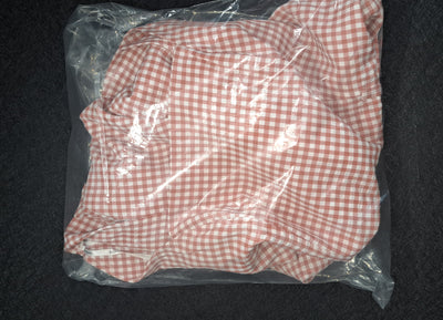En Focus Studio Gingham Dress Size 8 Pink White Puff Sleeve Square Neck Belted NWT 15
