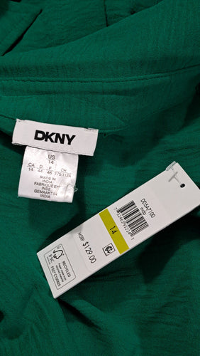 DKNY Women's Green Button Front Shirt Dress Belted Long Sleeve Size 14 NWT 8