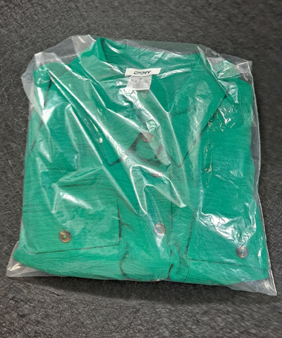 DKNY Women's Green Button Front Shirt Dress Belted Long Sleeve Size 14 NWT 17