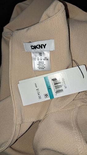 DKNY Women's Size 16 Blush Beige Sheath Dress Short Sleeve Zipper Pocket, NWT. 8