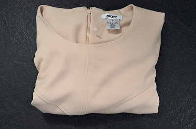 DKNY Women's Size 16 Blush Beige Sheath Dress Short Sleeve Zipper Pocket, NWT. 13