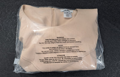 DKNY Women's Size 16 Blush Beige Sheath Dress Short Sleeve Zipper Pocket, NWT. 14