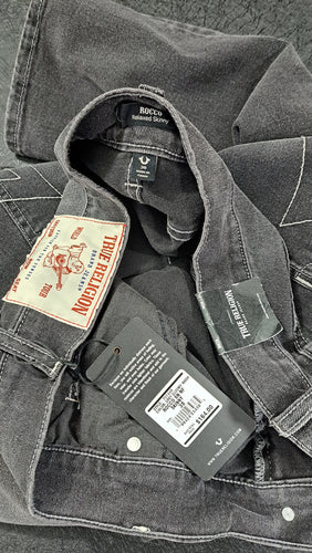 True Religion Rocco Relaxed Skinny Jeans Gray Wash Men's 38x32 Stretch Denim, NWT. 5