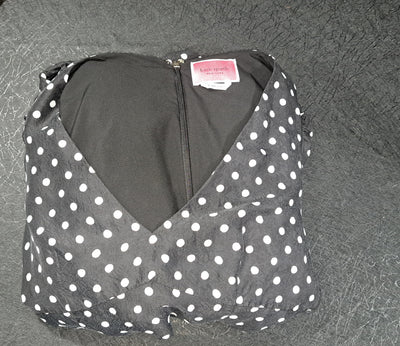 Kate Spade New York Women's Size 4 Black White Polka Dot Midi Dress Puff Sleeve 10