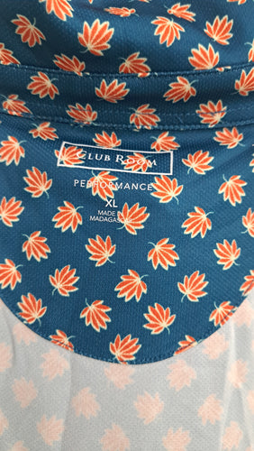 Club Room Performance Men's XL Blue Coral Leaf Print Short Sleeve Shirt. 5