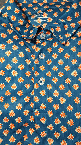 Club Room Performance Men's XL Blue Coral Leaf Print Short Sleeve Shirt. 14
