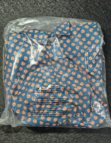 Club Room Performance Men's XL Blue Coral Leaf Print Short Sleeve Shirt. 13