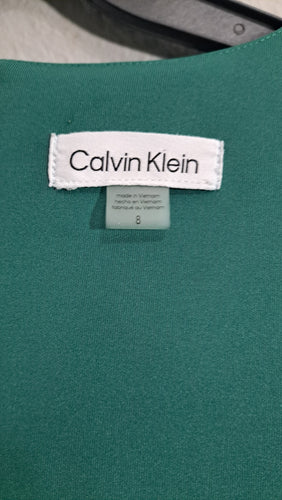 Calvin Klein Teal Green Crisscross Neck Sleeveless Sheath Midi Dress – Women's Size 8 8