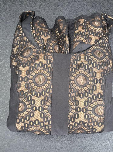 Nine West Women's Size 14 Black Nude Lace Sleeveless Maxi Evening Dress 14