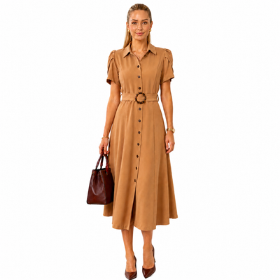 Calvin Klein Women’s Belted Button Front Shirt Dress Size 4 Puff Sleeve, NWT. 1