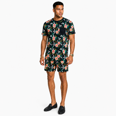 Divided Men’s Tropical Floral Pocket T-Shirt – Bold in Bloom, Size Large. 1
