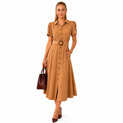 Calvin Klein Women’s Belted Button Front Shirt Dress Size 4 Puff Sleeve, NWT. 10