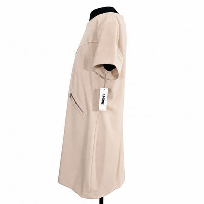 DKNY Women's Size 16 Blush Beige Sheath Dress Short Sleeve Zipper Pocket, NWT. 10