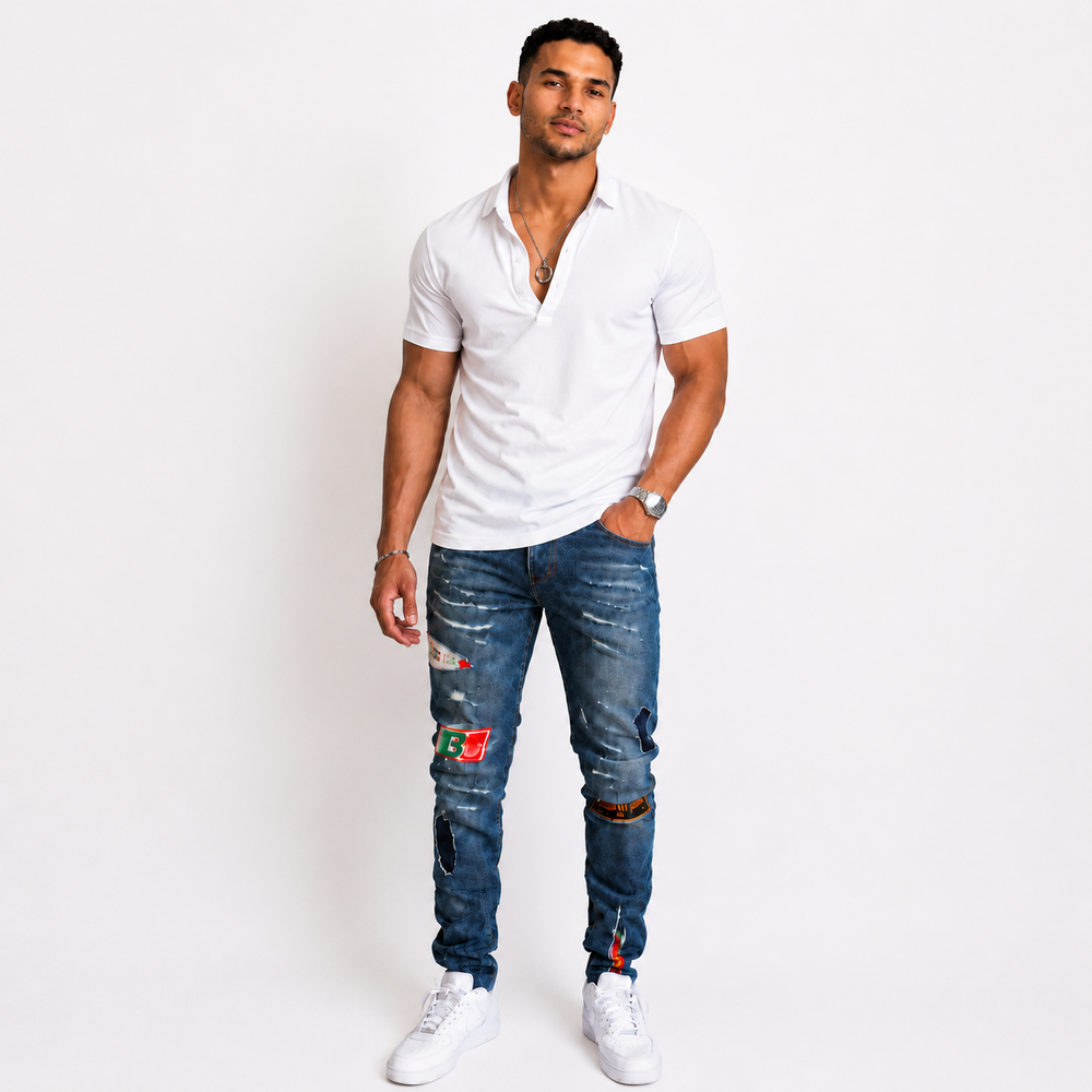 Billionaire Boys Club Racer Rip & Repair Men’s Jeans in Photon, Size 38.