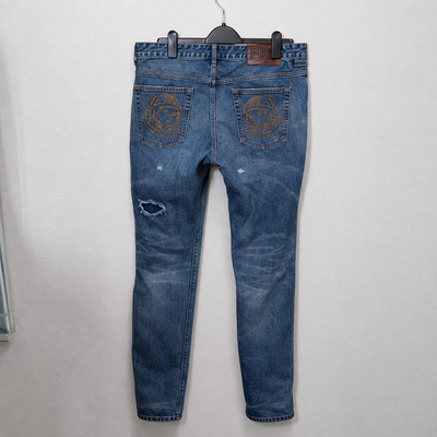 Billionaire Boys Club Racer Rip & Repair Men’s Jeans in Photon, Size 38. 4
