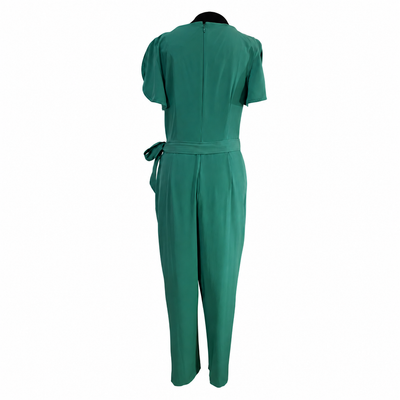 NEW Calvin Klein Emerald Green Flutter Sleeve Belted Straight Leg Jumpsuit Women's Size 10 NWT 12