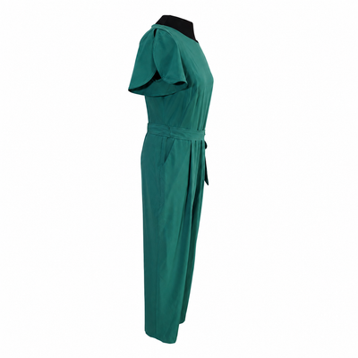 NEW Calvin Klein Emerald Green Flutter Sleeve Belted Straight Leg Jumpsuit Women's Size 10 NWT 3