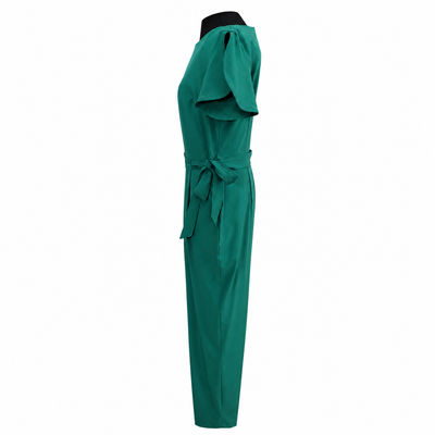 NEW Calvin Klein Emerald Green Flutter Sleeve Belted Straight Leg Jumpsuit Women's Size 10 NWT 8