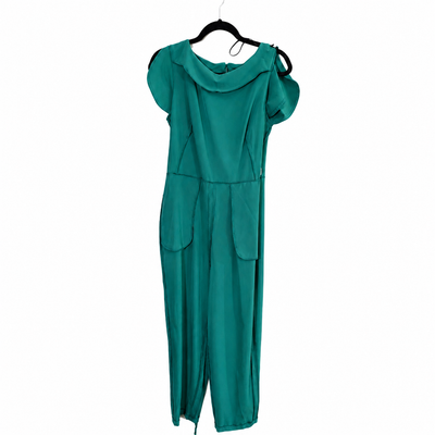 NEW Calvin Klein Emerald Green Flutter Sleeve Belted Straight Leg Jumpsuit Women's Size 10 NWT 7