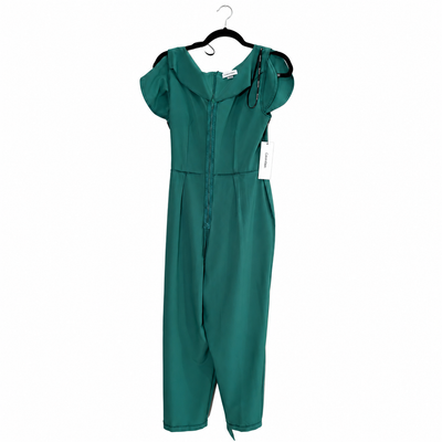 NEW Calvin Klein Emerald Green Flutter Sleeve Belted Straight Leg Jumpsuit Women's Size 10 NWT 6